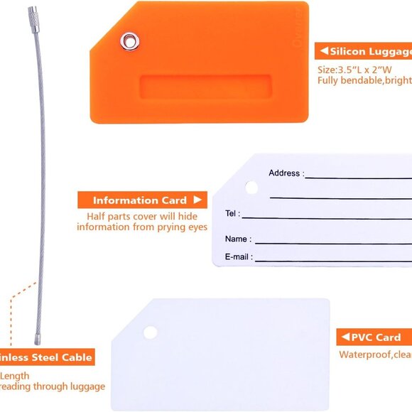 Silicone Luggage Tag with Name ID Card Perfect to Quickly Spot Luggage Suitcase - Picture 2 of 6